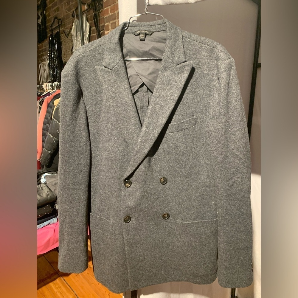 Banana Republic Gray Double-Breasted Blazer